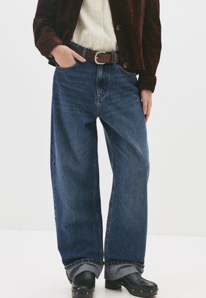 WITH TURN-UP HEMS  - Traperice ravnih nogavica - dark-blue denim