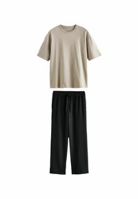 Next SHORT SLEEVE WAFFLE SET - REGULAR FIT - Nachtwäsche Set - stone neutral black