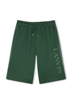 Shorts en coton verts avec une taille élastique à cordon de serrage, des accents latéraux et le logo "LANVIN" dans un design brodé assorti.