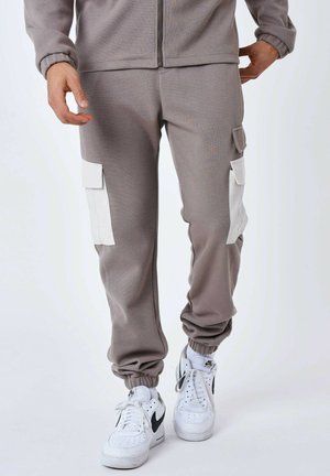 DE JOGGING BI-MATIÈRE A POCHES - Cargohose - taupe