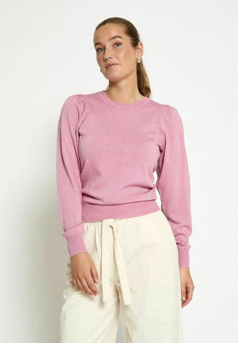 PEPPERCORN REMI ROUND NECK PUFF - Vesta - met moonlite pink metallic