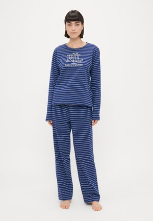 Lauren Ralph Lauren CREW NECK LONG PAJAMA - Pizsama szett - navy