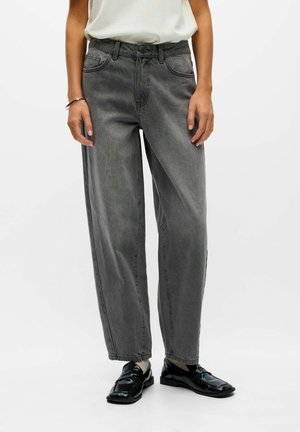 Object, OBJMIU ZOE MW BARREL ANKLE JEANS NOOS - Jean coupe décontractée - medium grey denim