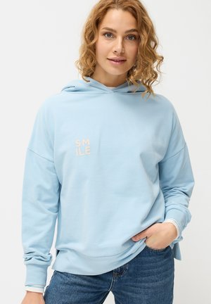 Kapuzenpullover - hellblau creme bedruckt