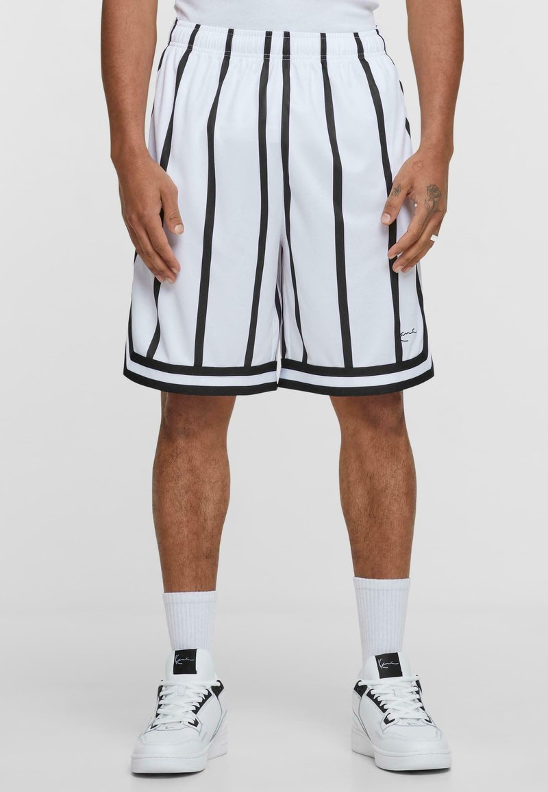 Karl Kani - SMALL SIGNATURE STRIPED - Šorti - white black, Palielināt