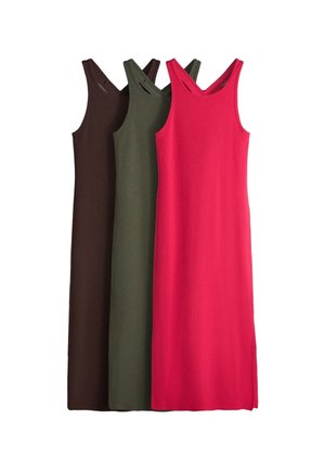 THE SET REGULAR FIT - 3 PACK CROSS OPEN BACK MAXI DRESSES . - Vestido largo - brown  red khaki green