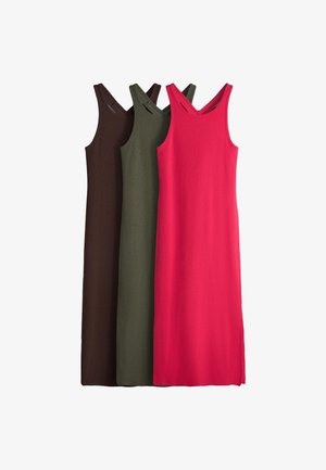 THE SET, REGULAR FIT - 3 PACK CROSS OPEN BACK MAXI DRESSES . - Robe longue - brown red khaki green