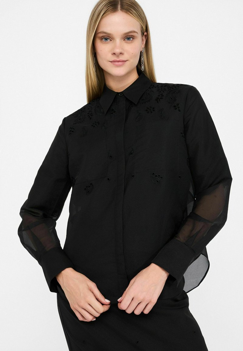 Liu Jo Camicia Con Fiocco Nero Camicia Nera Con Fiocco Al Collo