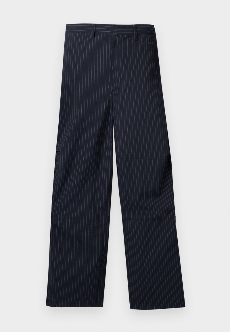 Filling Pieces DRAPY PANTS PINSTRIPE - Trousers - navy/dark blue ...