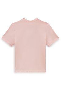 Camiseta de manga corta en suave algodón rosa claro. Cuello redondo, dobladillo recto, textura suave y diseño simple sin adornos.