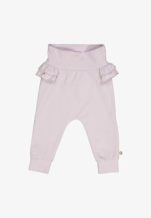 Lyslilla leggings med høj talje, der har volangdetaljer på siderne og elastiske manchetter ved anklerne. Fås i blødt stof.