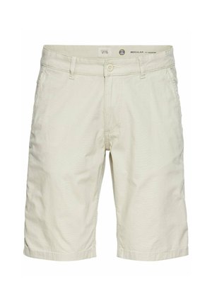 Khaki shorts gemaakt van een katoenen mixstof, met een normale pasvorm, rechte pijpen en voorzakken; geen opvallende patronen of hardware.