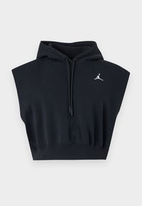 Μαύρο αμάνικο cropped hoodie με κορδόνια και μικρό λευκό λογότυπο Jumpman στο αριστερό στήθος.