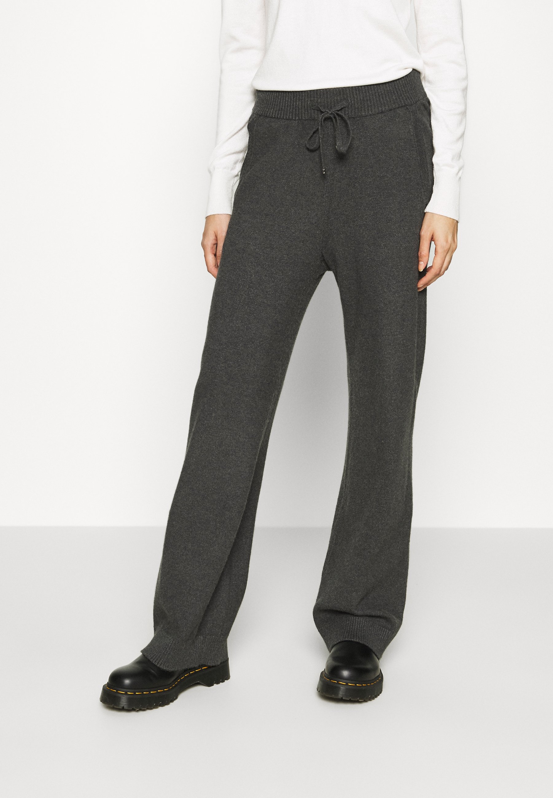 Vila Drawstring Knitted Trousers - Women - Grey - Size XL