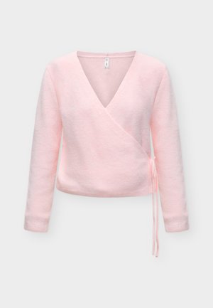 ONLY, ONLLIVA LS V-NECK WRAP KNT - Strickjacke - pink lady