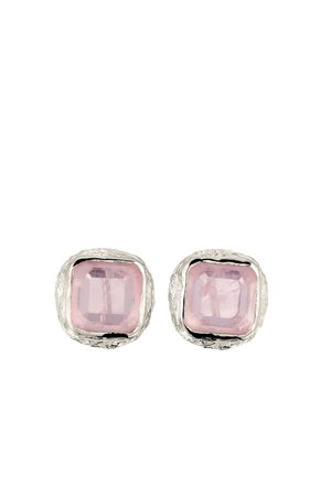 HAZE & GLORY, OHRRINGE OHRSTECKER QUADRAT QUARZ ROSA 925 STERLING SILBER - Øreringe - silber