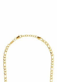 Collana in oro con maglie intrecciate, caratterizzata da una superficie liscia e una chiusura a moschettone sicura. Design semplice ed elegante.