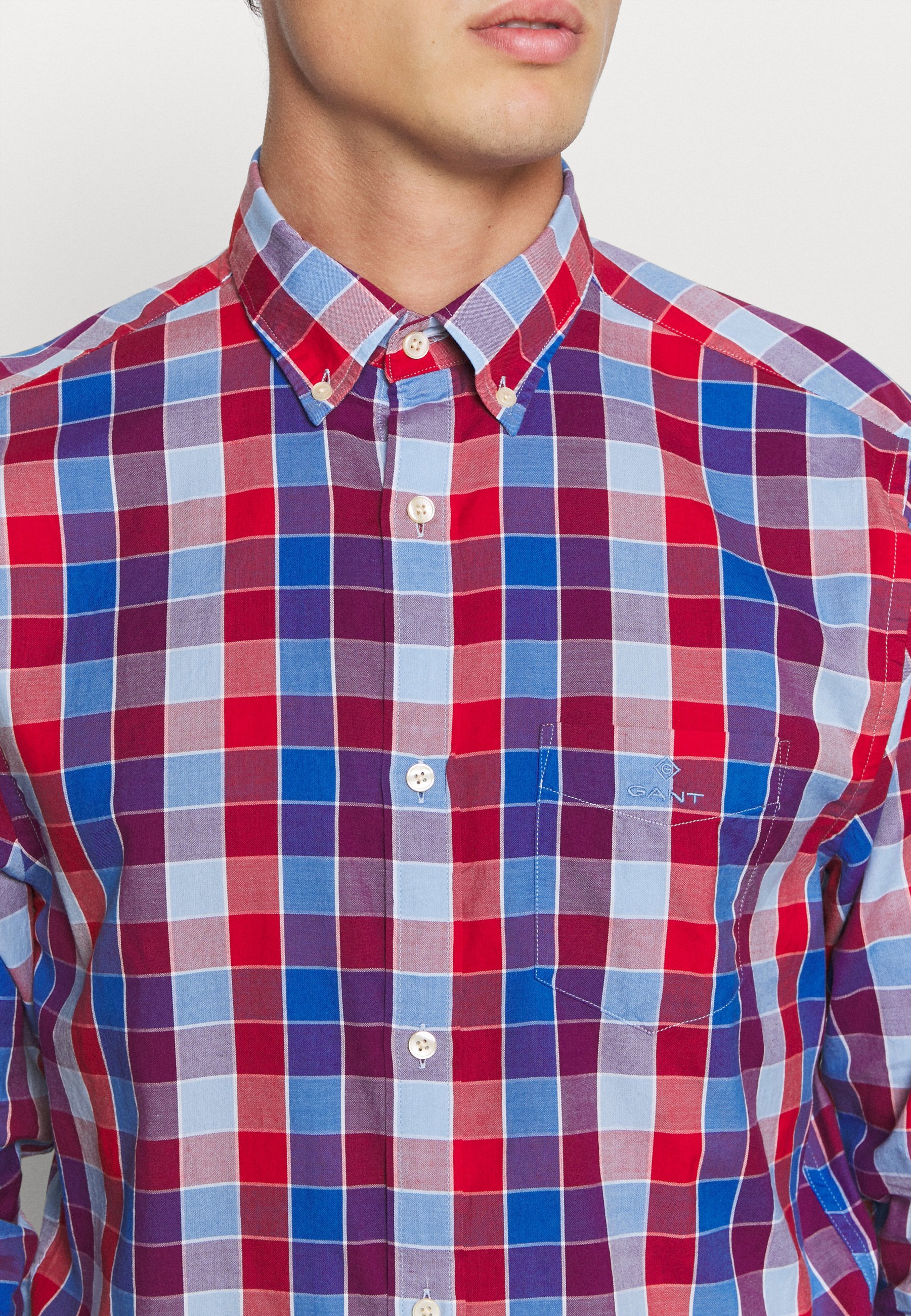 GANT WINDBLOWN OXFORD CHECK REG Skjorte fiery red Blå Windblown Oxford Check Reg Skjorte | Gant | Skjorter