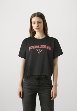 Guess Jeans SS CN BOXY TEE - T-shirt print - jet black