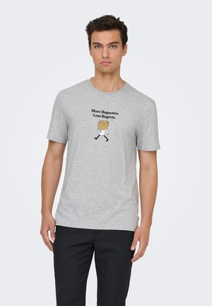 Tricou cu imprimeu - light grey melange print baguettes