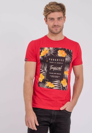 Ritchie Jeans MANCHES COURTES COL ROND PUR - T-shirt imprimé - red