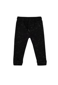 Sorte joggingbukser i struktureret stof med elastisk talje, snøretilslutning og manchetter ved anklerne. Velegnet til afslappet brug.