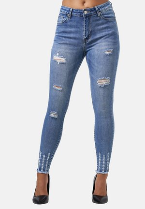 HIGHWAIST DESTROYED - Jeans Skinny Fit - blau