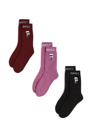IKON SHORT (PACK OF 3) - Calcetines - wine pink black
