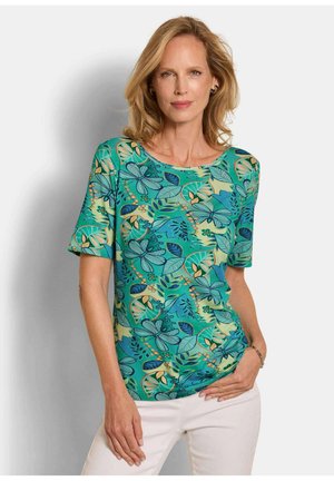 DRUCKS MIT U-BOOT-AUSSCHNITT - T-shirt print - sage/blue patterned