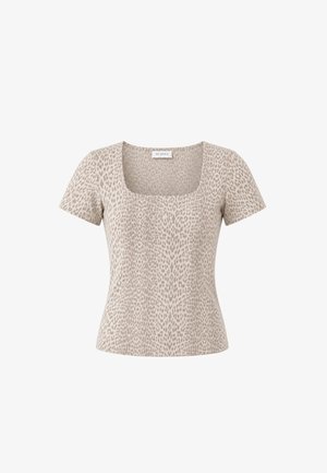 OH APRIL, KALINA SLIM FIT T-SHIRT - Tričko s potlačou - micro leo beige