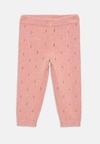 Lyserosa strikkede leggings med diamantmønster, med ribbestrikkede mansjetter og livlinje for en tettsittende passform.