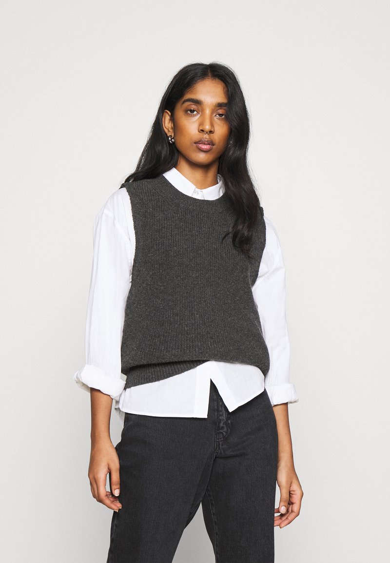 ONLY ONLPARIS LIFE VEST Jumper dark grey melange/dark grey Zalando.ie