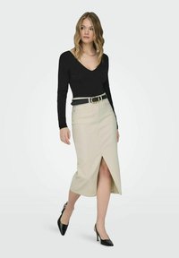 ONLY SIRI FRONT SLIT - Puzdrová sukňa - ecru