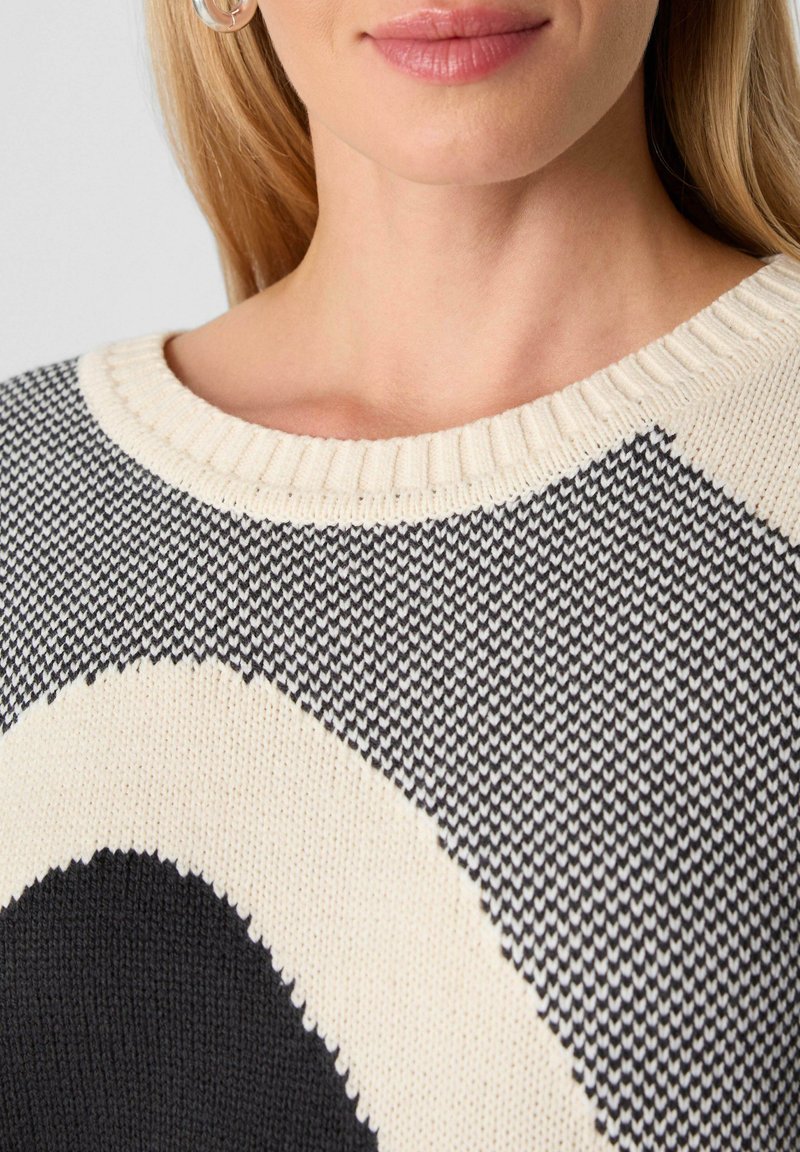 Strickpullover Comma Pullover Schwarz Beige Comma Casual Identity