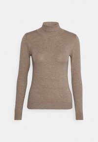 Bruine coltrui, gemaakt van zachte stof, met lange mouwen en een getailleerd ontwerp, voorzien van ribgebreide manchetten en zoom.