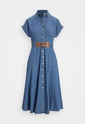 Lauren Ralph Lauren Petite BUCKLE TRIM DENIM SHIRTDRESS - Robe en jean - opal wash