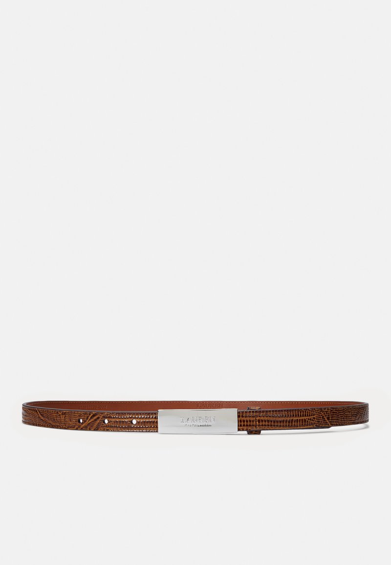 Lauren Ralph Lauren LOGO LIZARD EMBOSSED SKINNY BELT - Josta - tobacco