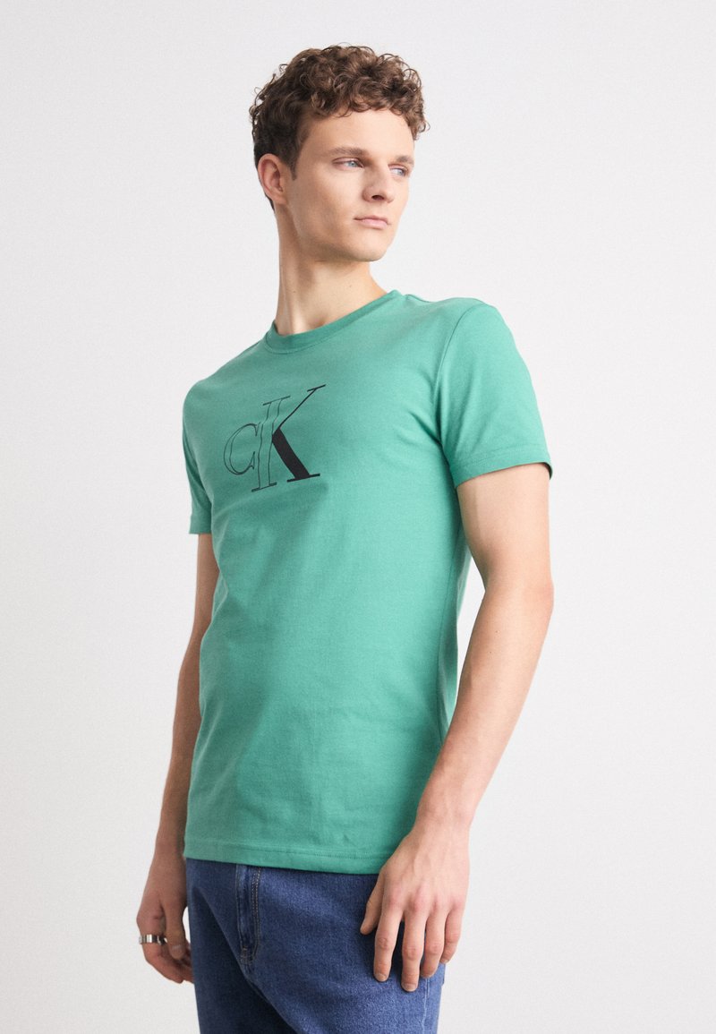Calvin Klein Jeans OUTLINE MONOLOGO TEE - T-shirts print - bahama green