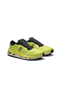 Lightweight running shoes featuring a bright yellow mesh upper, black laces, and a white sole with visible cushioning and grip patterns.