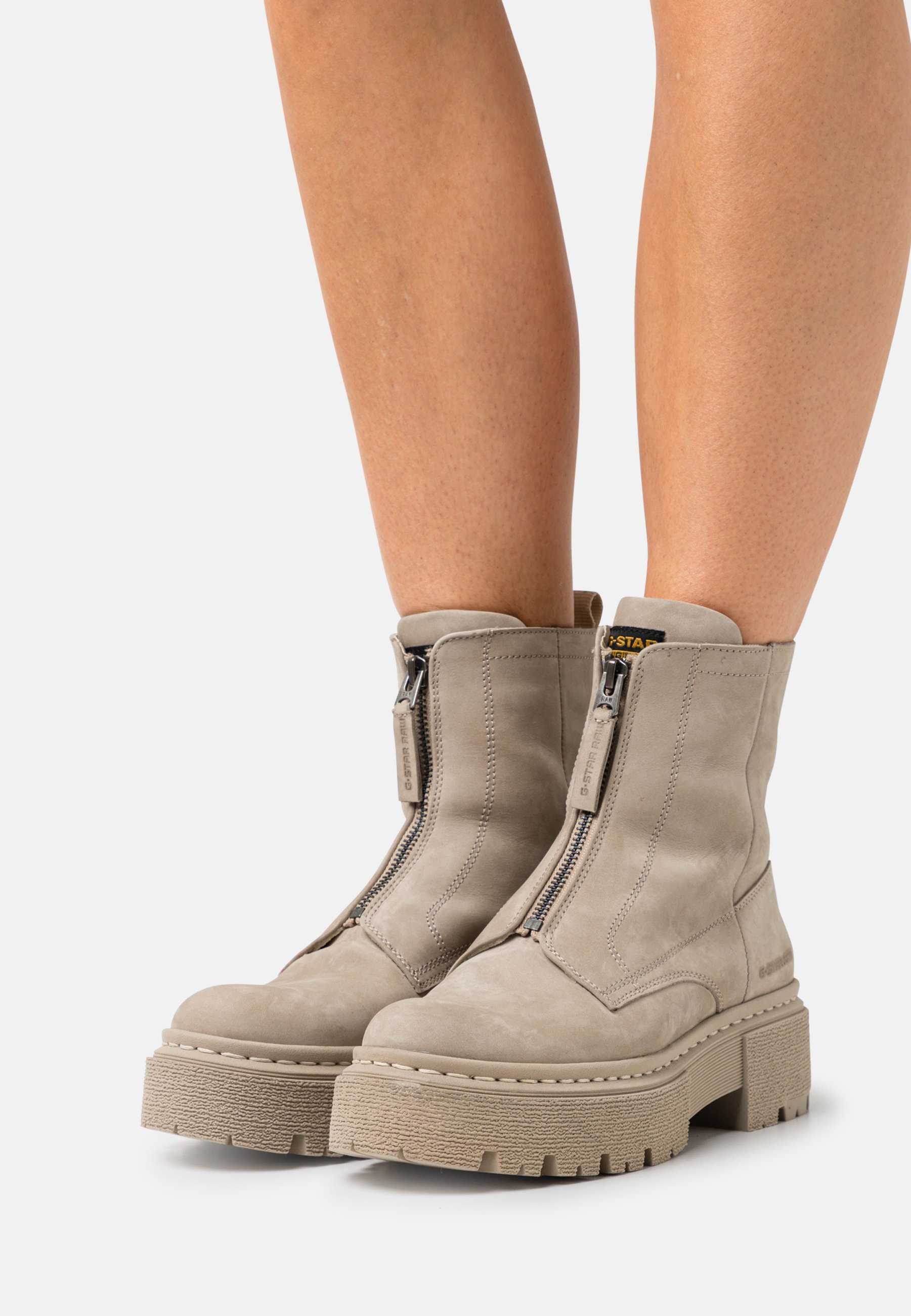 G-Star KAFEY MID ZIP - Botines con plataforma - sand/tierra -