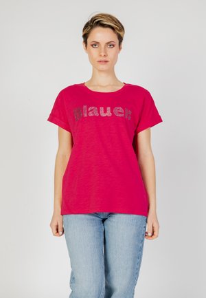 Blauer T-shirt con stampa - magenta