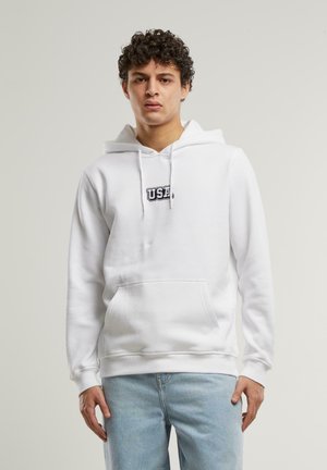 Mister Tee USA COLLEGE WORDING PATCH - Sweat à capuche - white
