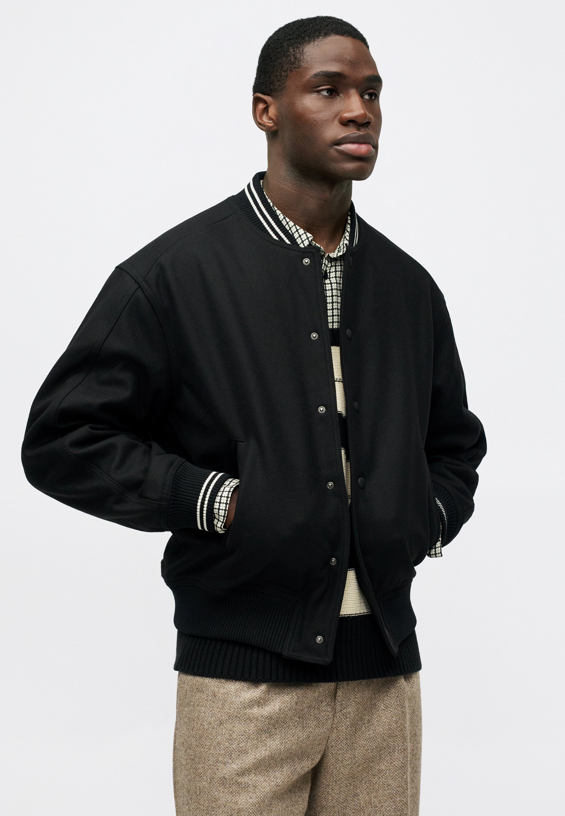 Maison Kitsuné VARSITY - Bomber Jacket - black - Zalando.co.uk