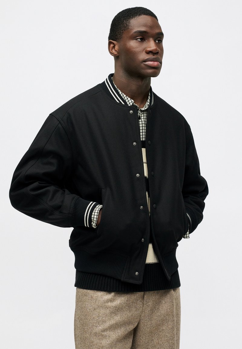 Maison Kitsuné VARSITY - Bomber Jacket - black - Zalando.co.uk