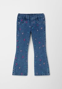 s.Oliver TREGGING MET PIJPEN EN BORDUURSELS - Flared jeans - blau