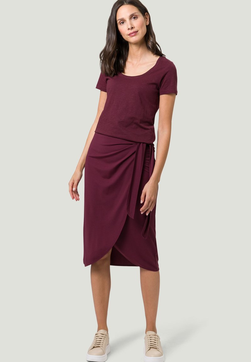 Damen Jeansröcke | zero MIDI MIT BINDEDETAIL Wickelrock dusky red/rot - VV35718 Damen Jeansröcke | zero MIDI MIT BINDEDETAIL Wickelrock dusky red/rot - VV35718