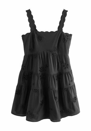 REGULAR FIT - EMBROIDERED TIERED MINI  - Vestito casual - black