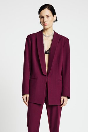 MONOPETTO CON REVERS SCIALLATO - Manteau court - prugna