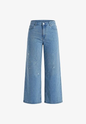 Angel of Style, DENIM CULOTTES, WIDE LEG, RHINESTONES, 5 POCKETS - Leveälahkeiset - light blue