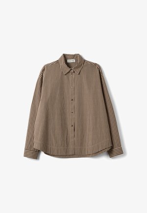 Stefanel, CHECKED SHIRT, REGULAR FIT. - Blusa - beige brown